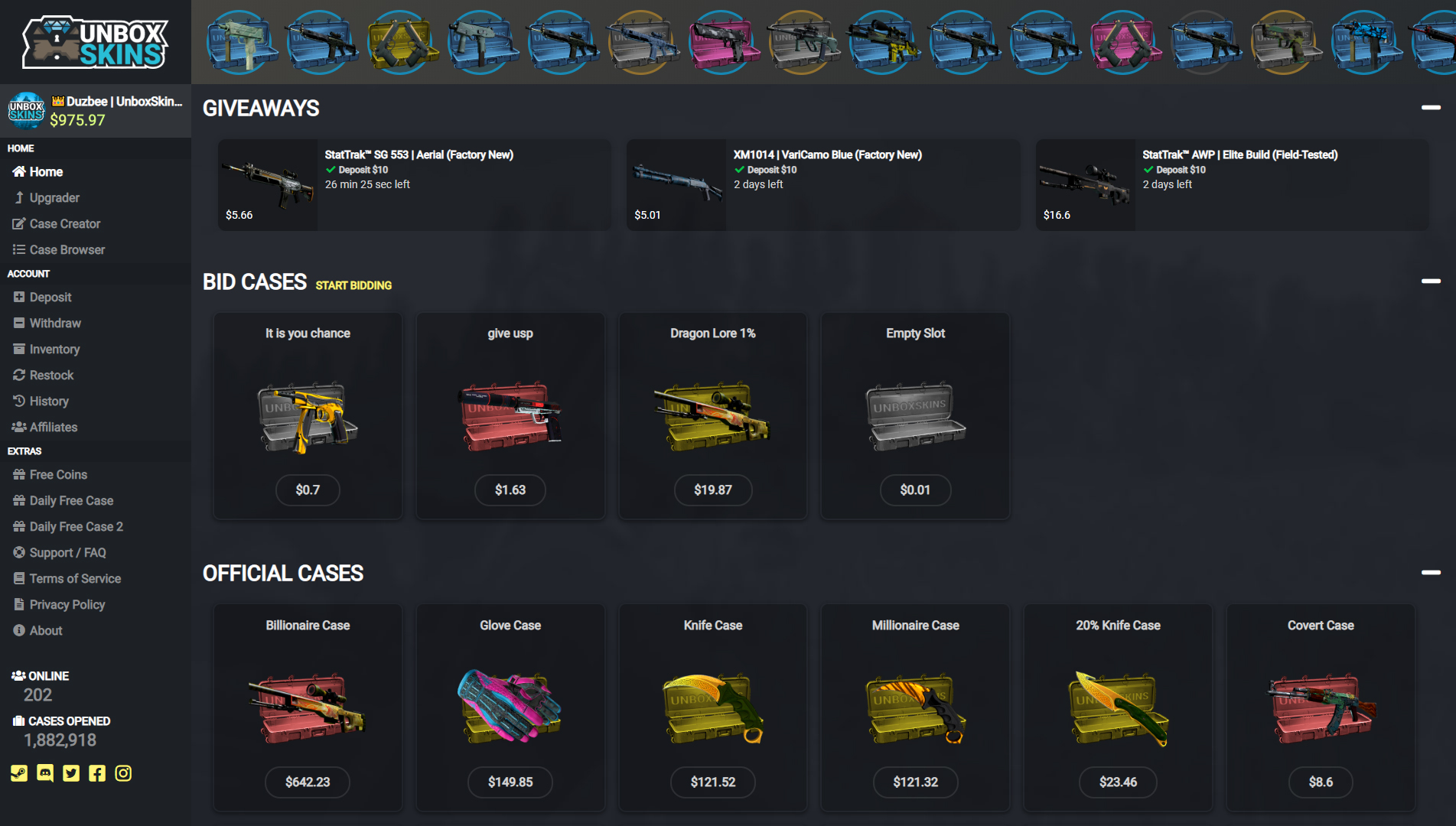 UnboxSkins.com - CSGO Case Opening Website